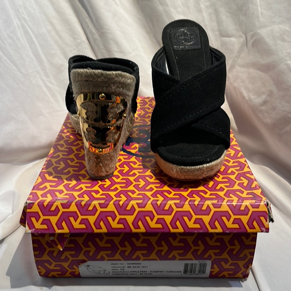 Tory Burch Black Canvas Espadrilles